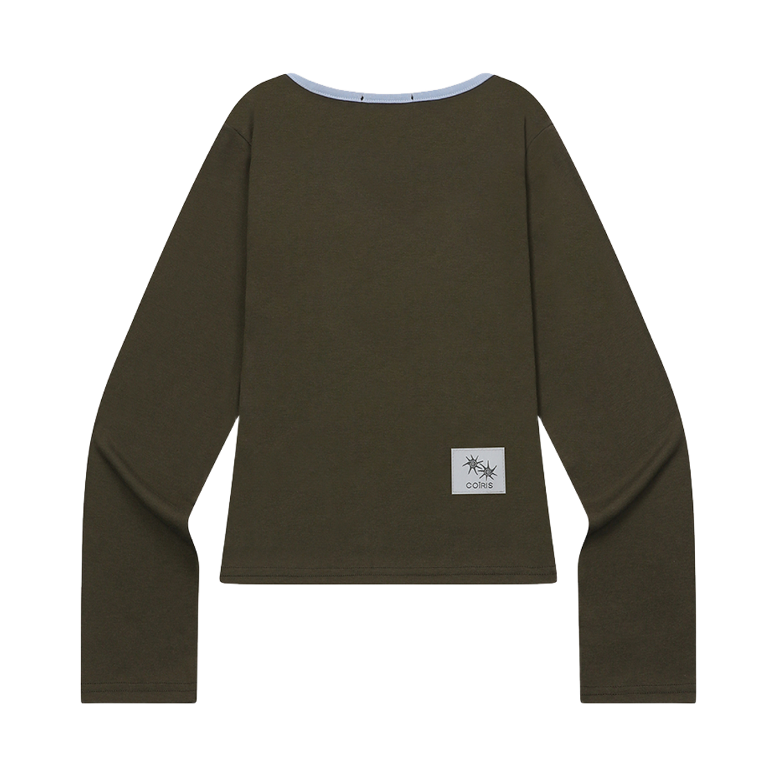 코이리스 로라 스몰 로고 배색 유넥 긴팔 티 카키(Coiris Rora Small Logo U-Neck Long-Sleeve T Khaki) - 2