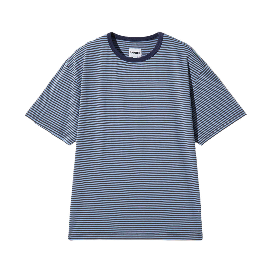 아노트 워시드 스트라이프 티셔츠 차콜 블루(ANNOT Washed Stripe T-Shirt Charcoal Blue)