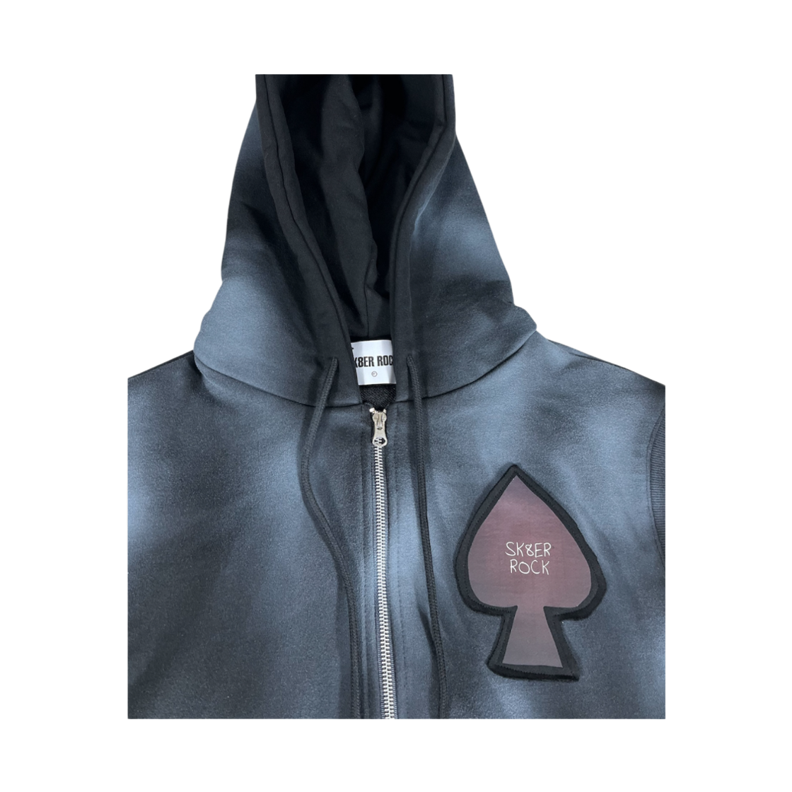 스케이터락 스페이드 페인팅 스웨트 후드 집업 베스트 블랙(SK8ERROCK Spade Painting Sweat Hood Zip-up Vest Black) - 4