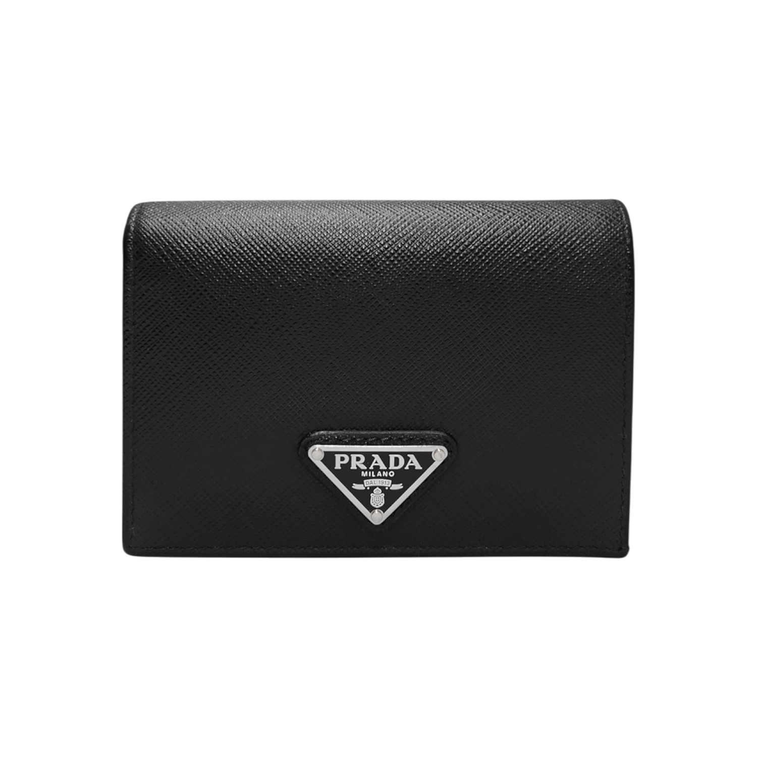 프라다 1MV021 블랙 사피아노 은장 트라이앵글 로고 카드지갑(Prada Black Saffiano Silver Triangle Logo Card Holder)