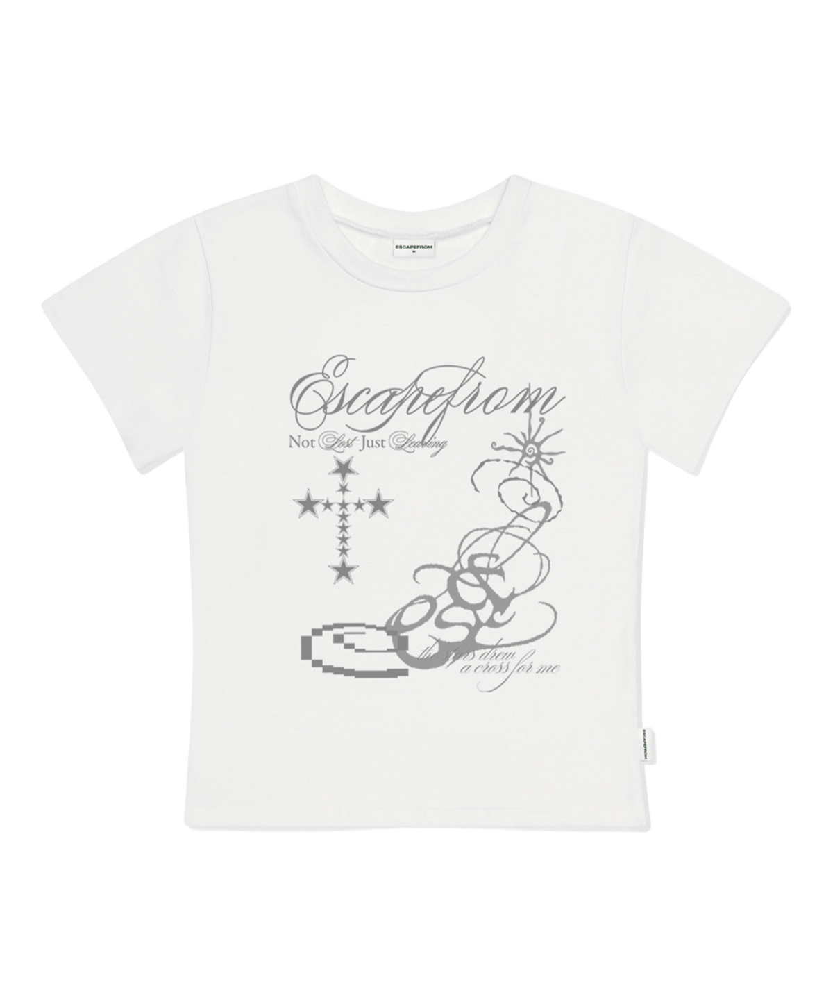 E261STS075IV Escapefrom Star Cross Print Slim Fit T-Shirt Ivory