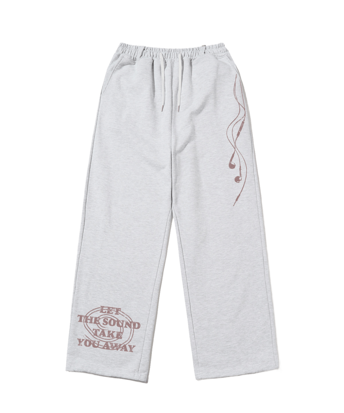 E261SP019WM Escapefrom Earphone Print Sweatpants White Melange