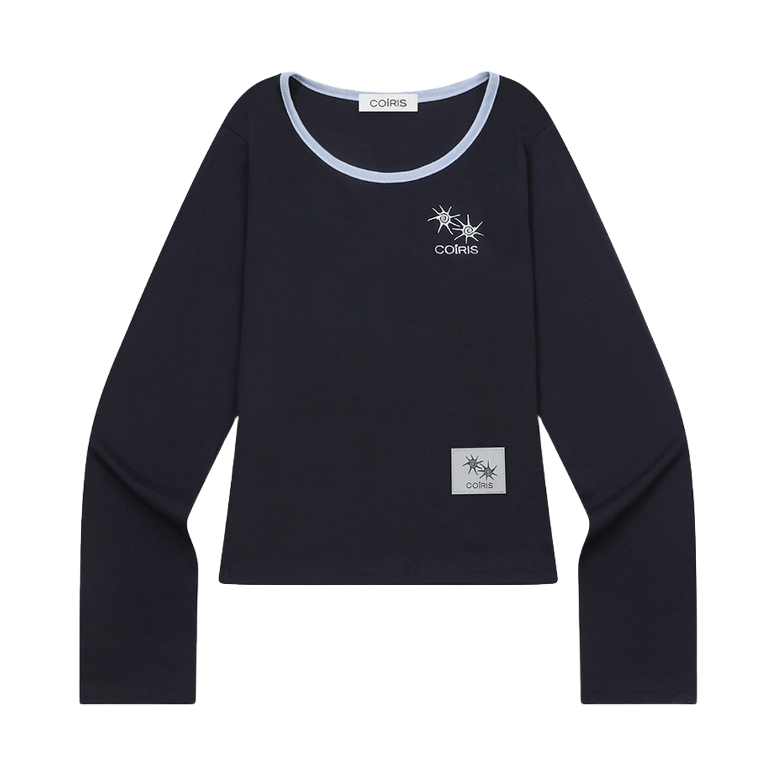 C-P00000HK Coiris Rora Small Logo U-Neck Long-Sleeve T Navy