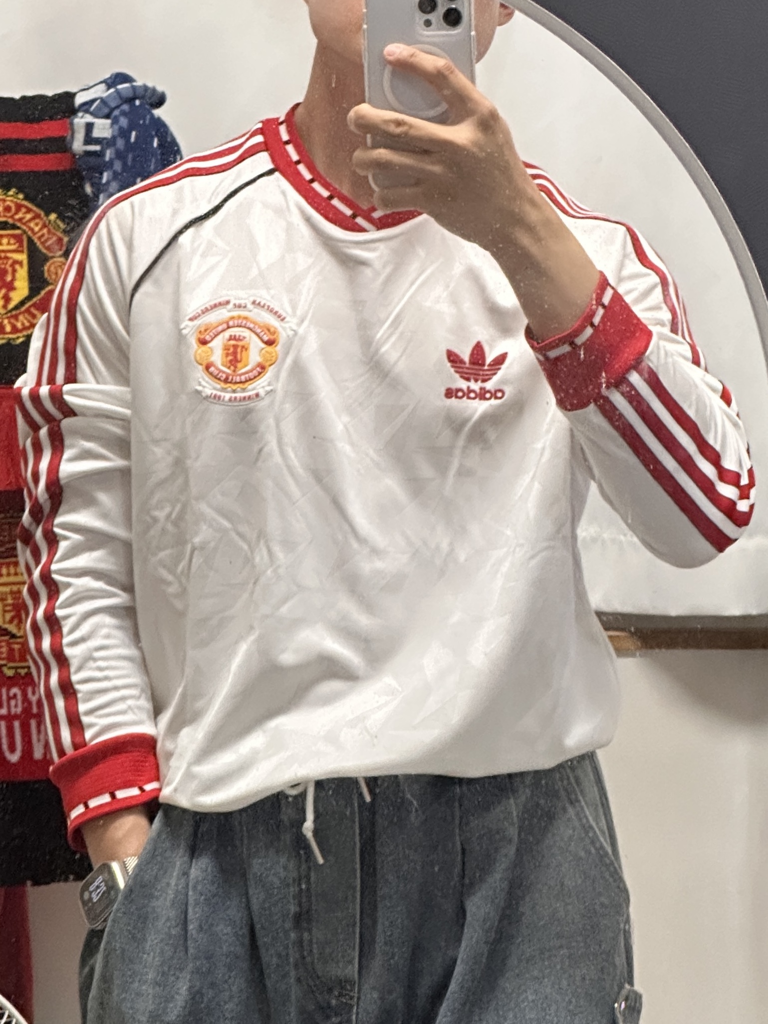 Adidas Manchester United 91 Away Long Sleeve Jersey White - KR Sizing 착용 스타일 - 1