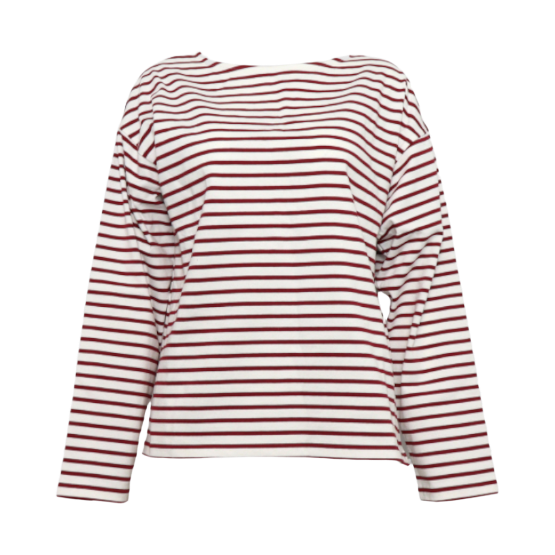ITWJUHGUP94K Celine Cotton White Burgundy Stripe Long Sleeve Tee