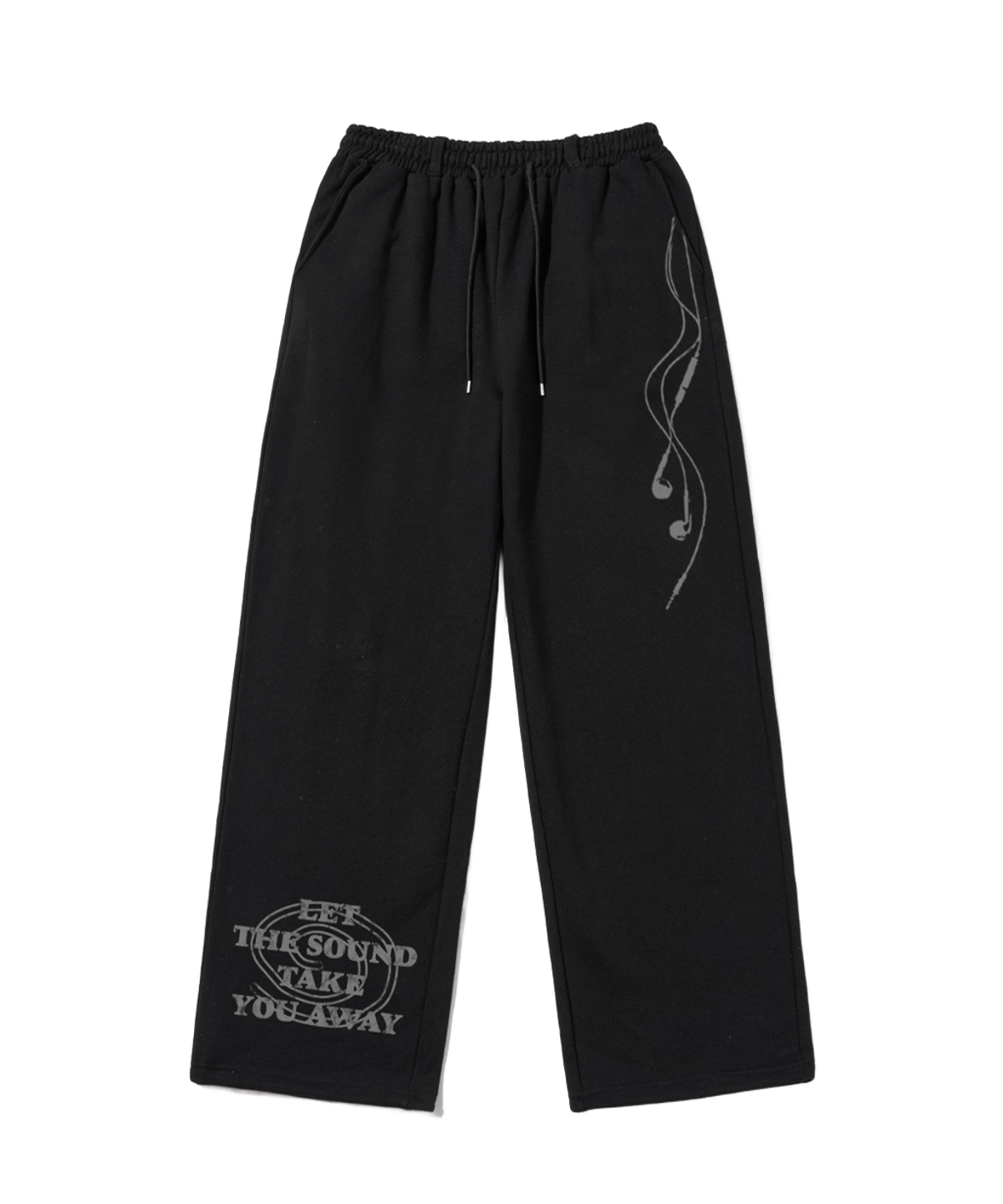 E261SP021BK Escapefrom Earphone Print Sweatpants Black
