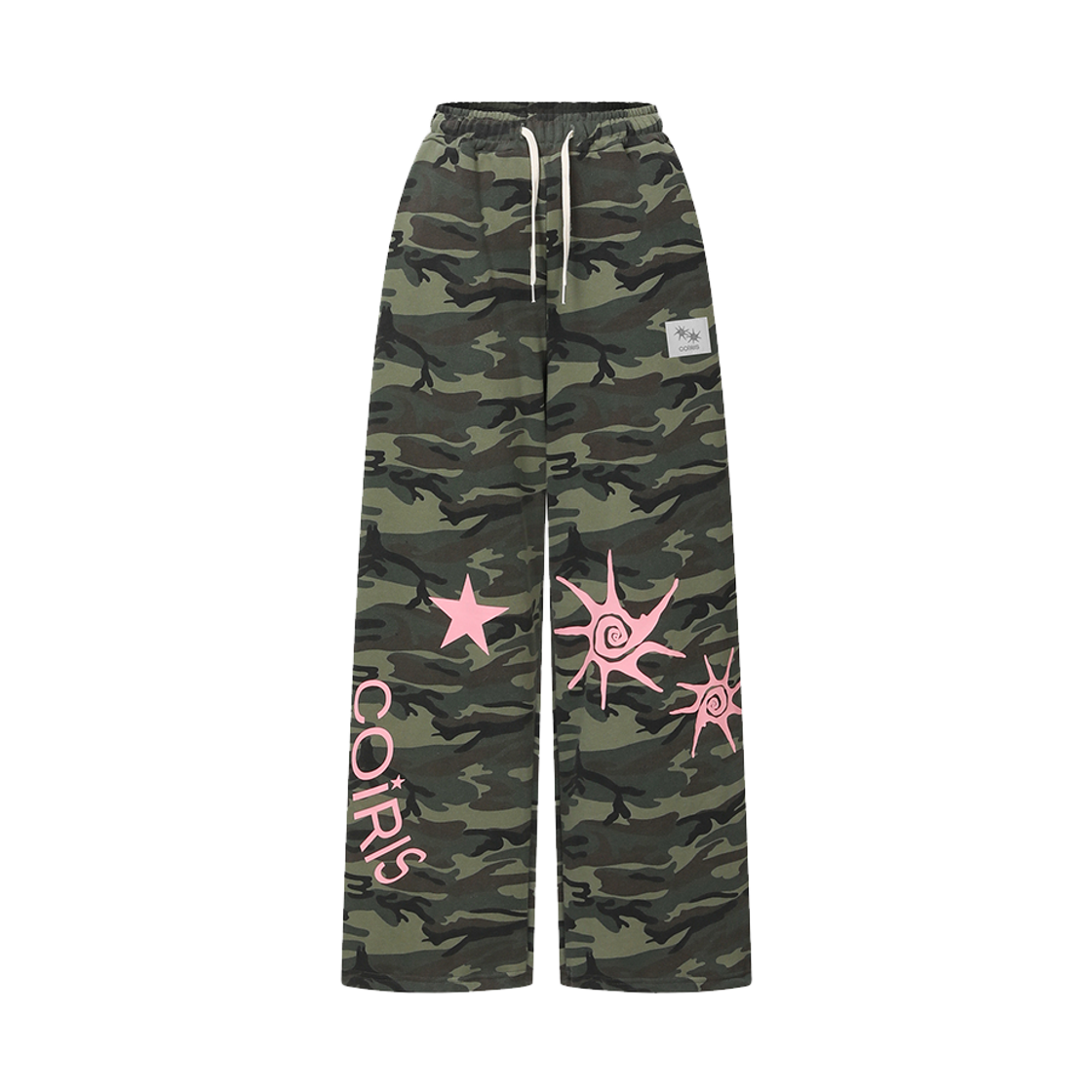 C-P00000DE Coiris Grime Set-Up Camo Wide Banding Pants Unisex Camo khaki