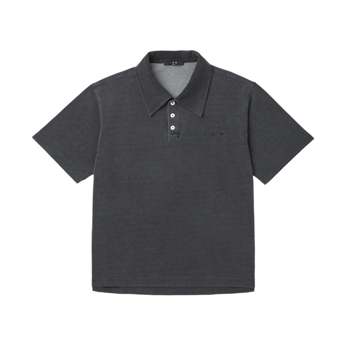 이로 자레스 데님 질감 버튼 카라 반소매 티셔츠 그레이(Iro Jareth Denim Texture Button-Collar Short-Sleeve T-Shirt Gray) - 1