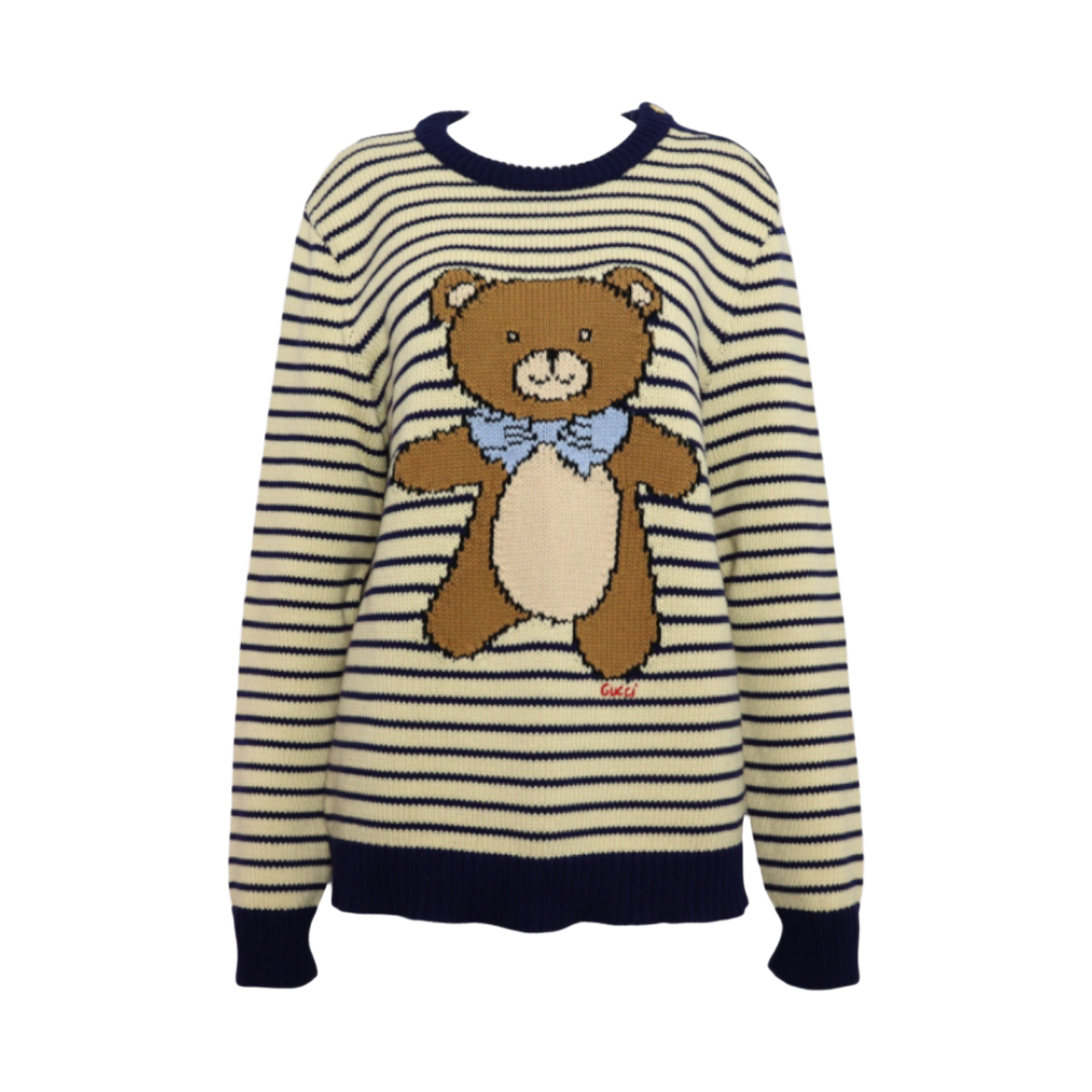 ITFS8DOW7AS2 Gucci X Kai Teddy Bear Stripe Women Knit Sweater