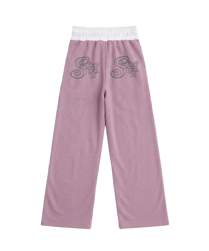 P261OSP013PN pagesiisii SiiSii Star Print Contrast Waistband Sweatpants Pink