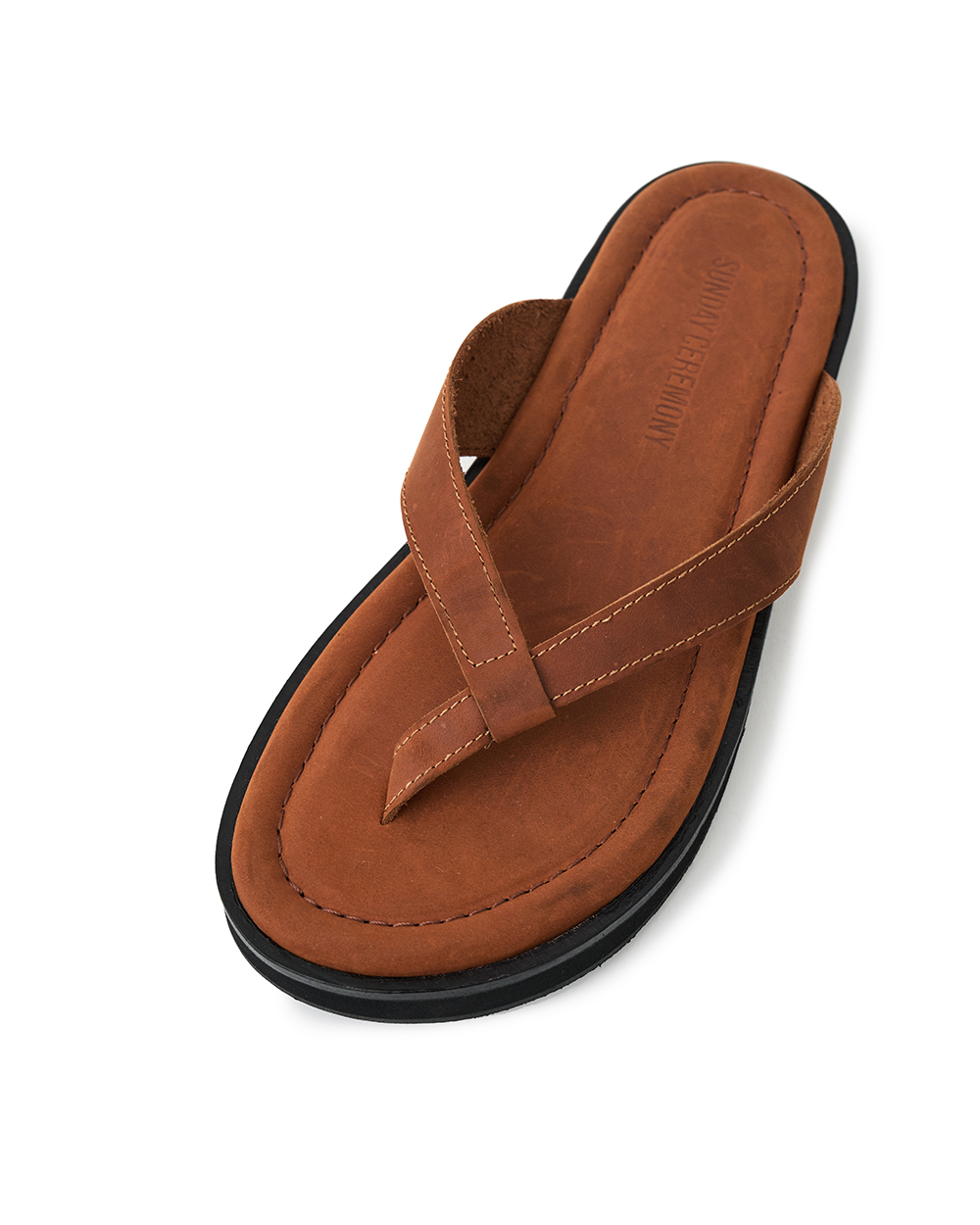 선데이세레머니 빈티지 레더 플립 플랍 - 딥오렌지(SUNDAY CEREMONY Vintage Leather Flip Flops - Deep Orange) - 4