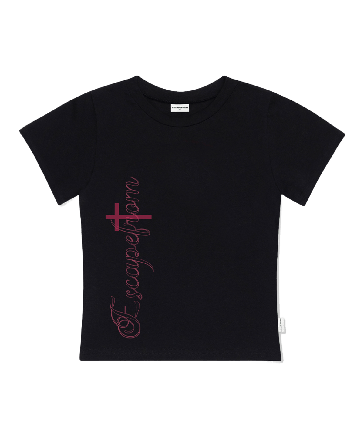 E261STS103BK Escapefrom Vertical Logo Print Slim Fit T-Shirt Black