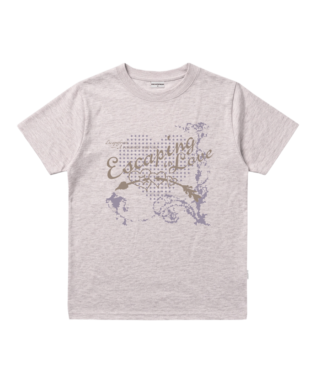 E261NTS022MP Escapefrom Escaping In Love Print Standard Fit T-Shirt Melange Pink