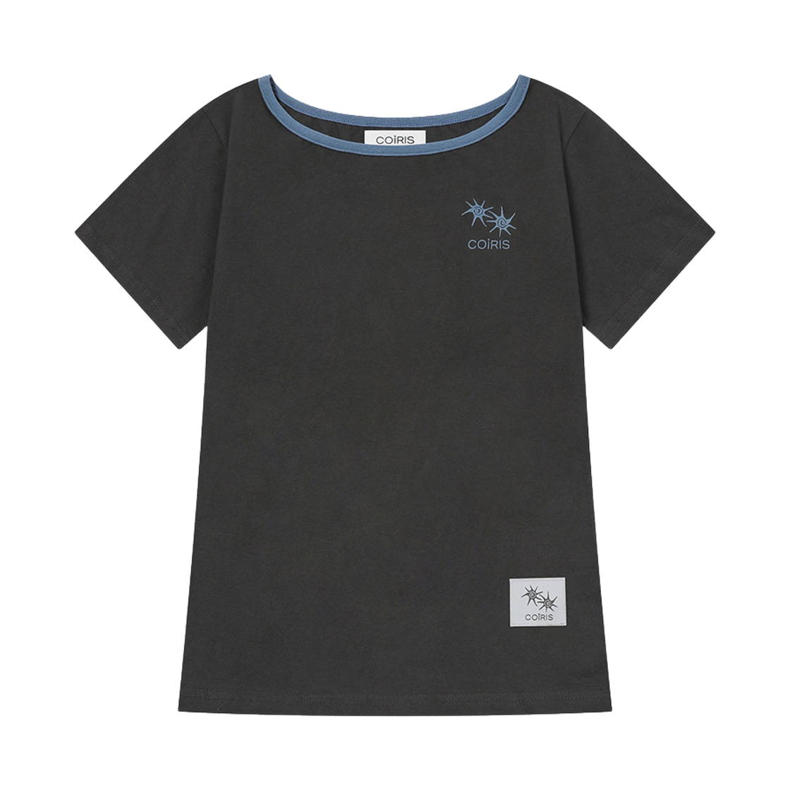 C-P00000HI Coiris Rora Small Logo One-Shoulder Half T Charcoal-Blue