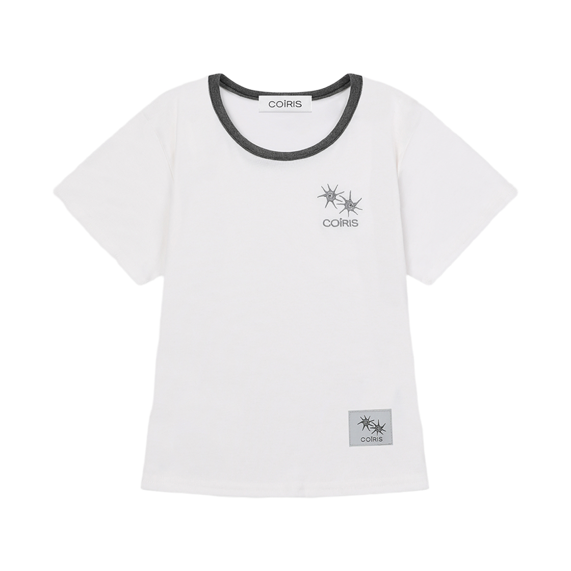 C-P00000HA Coiris Rora Small Logo U-Neck Half T White
