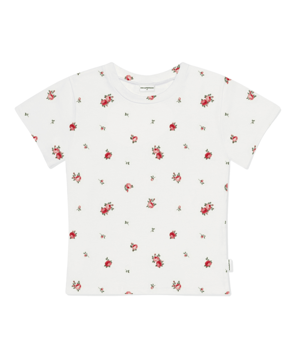 E261STS039RR Escapefrom Soft Rose All-Over Print Slim Fit T-Shirt Ivory