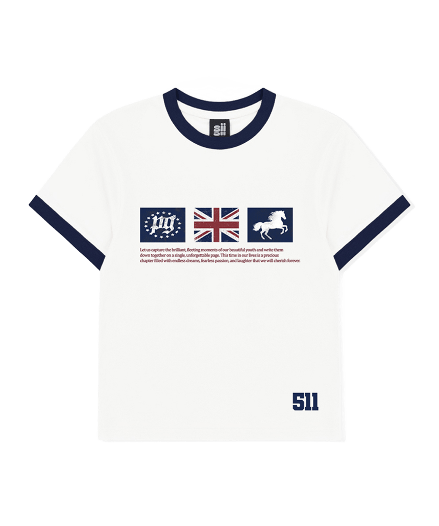 P261LTS001NV pagesiisii PG Star Print Ringer T-Shirt Navy