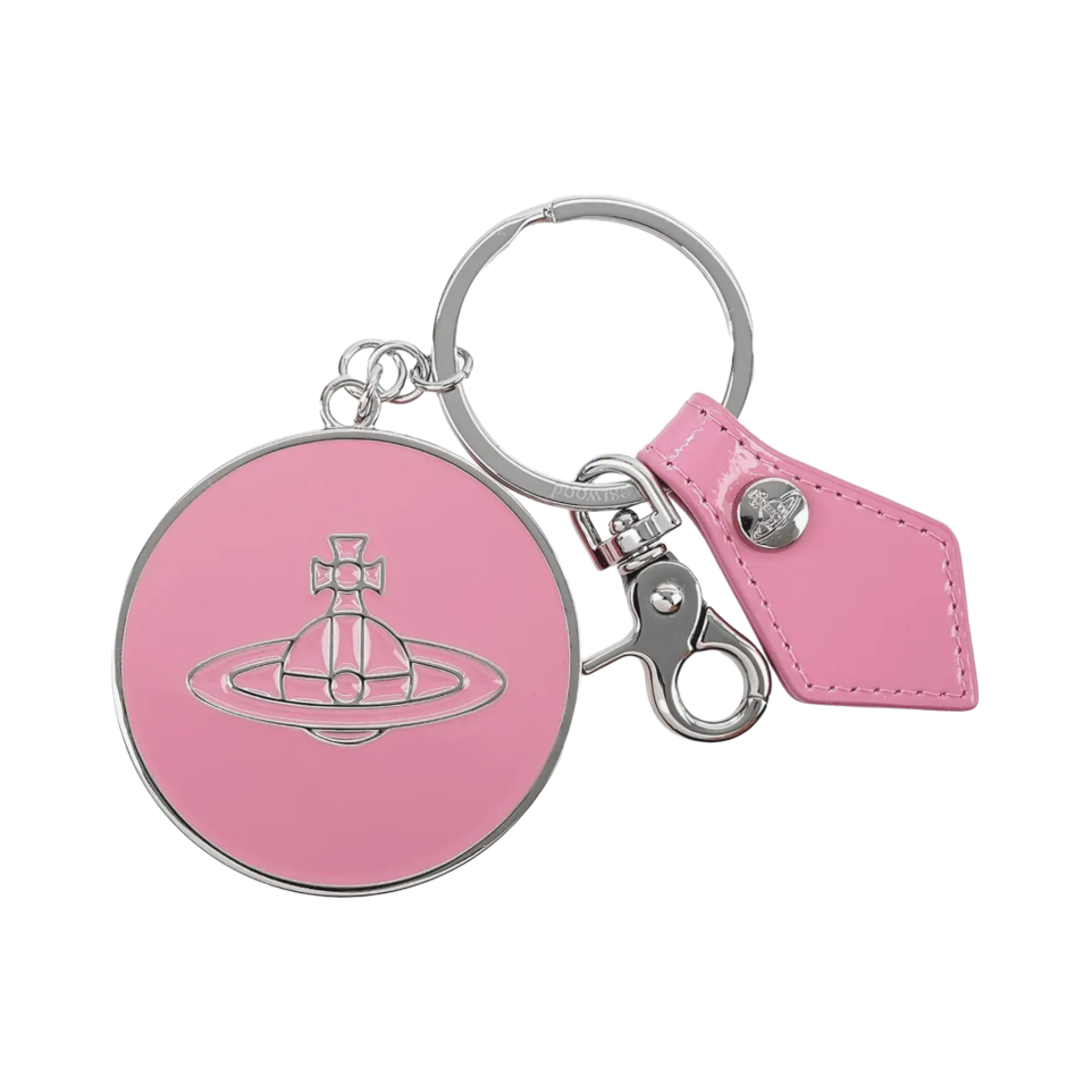 82030102U-OM000G-G406 Vivienne Westwood Shiny Patent Mirror Keyring Pink