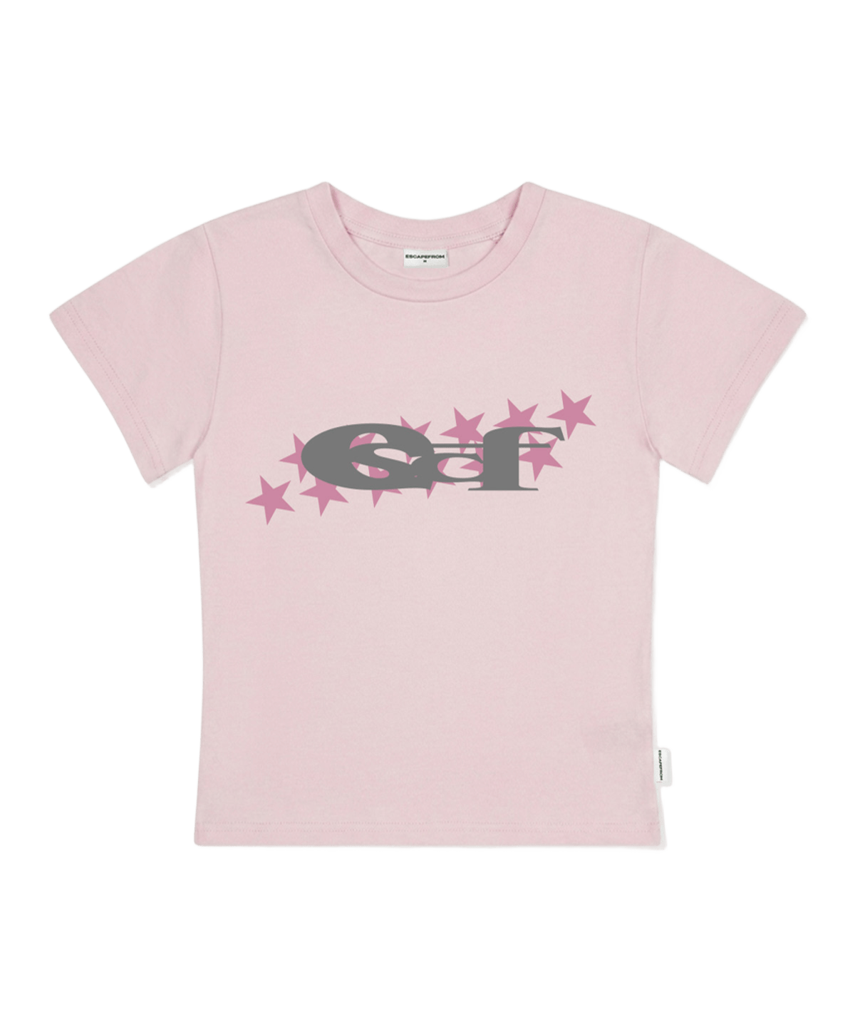 E261STS129PN Escapefrom Star ESCF Logo Collage Print Slim Fit T-Shirt Pink