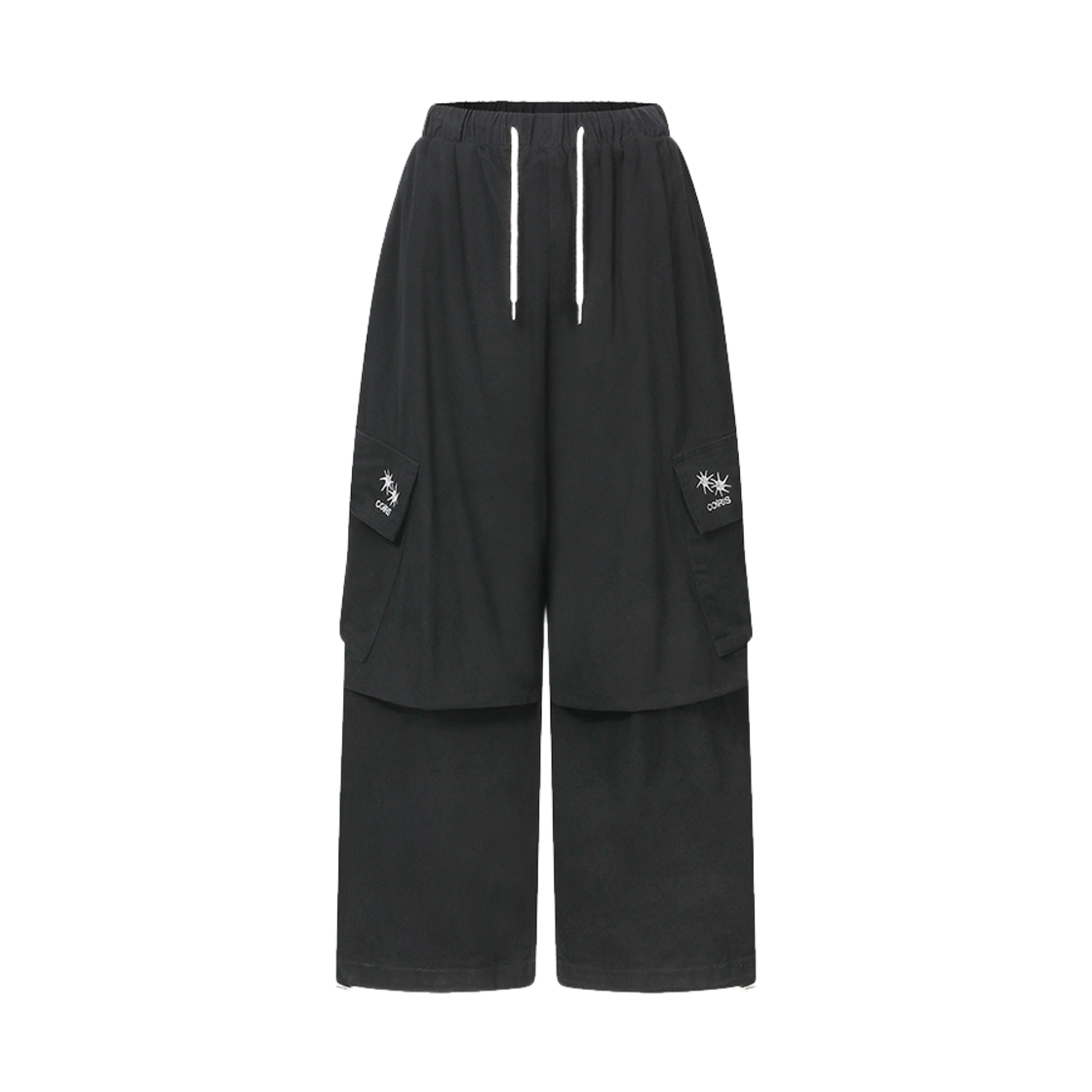 C-P00000FU Coiris Eric Pigment Cargo Cotton Banding Pants Black