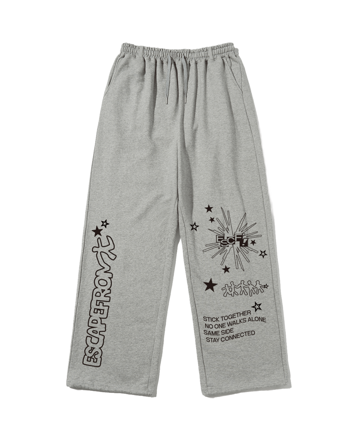 E261SP014GR Escapefrom Star Connection Print Sweatpants Gray