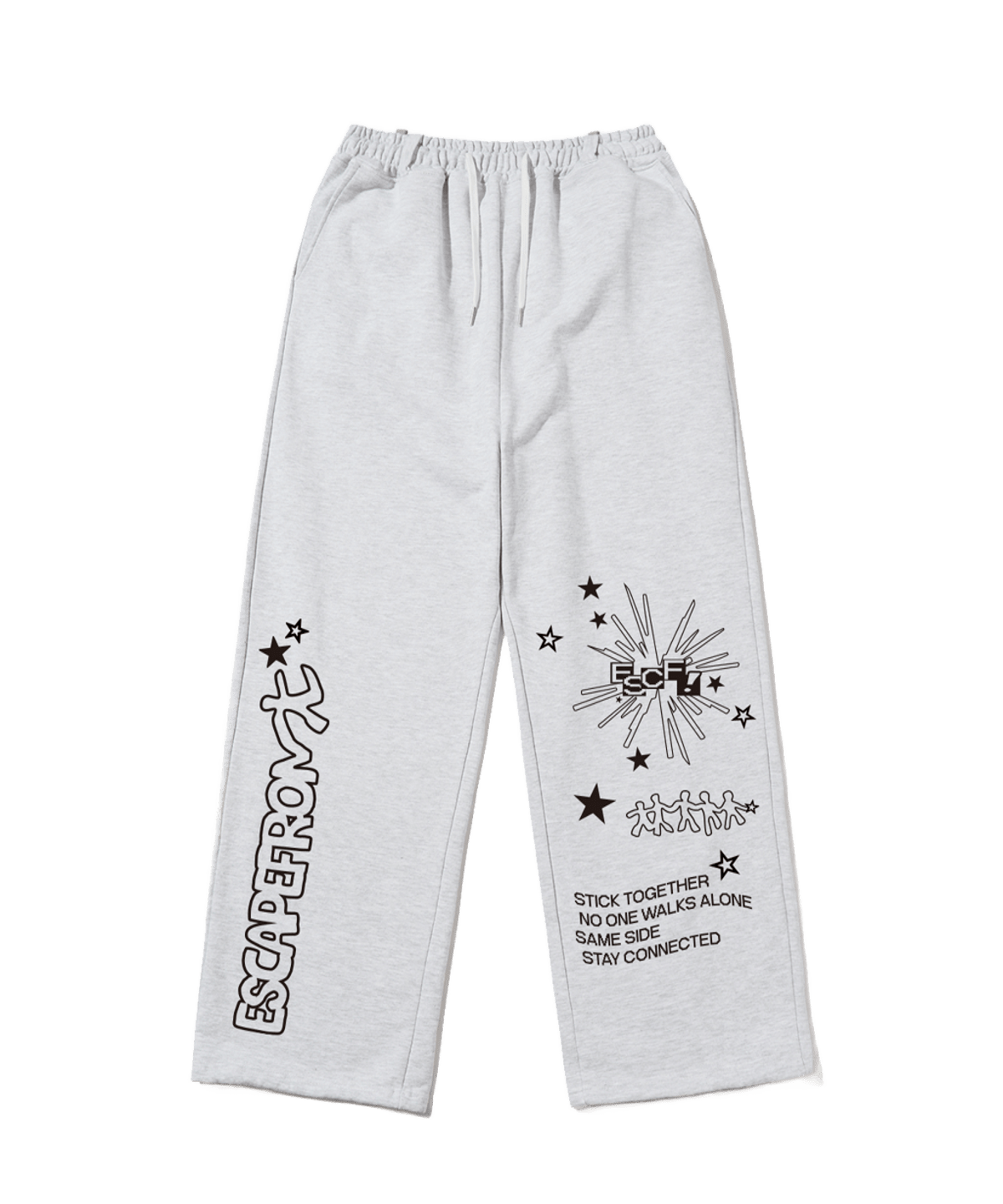 E261SP013WM Escapefrom Star Connection Print Sweatpants White Melange
