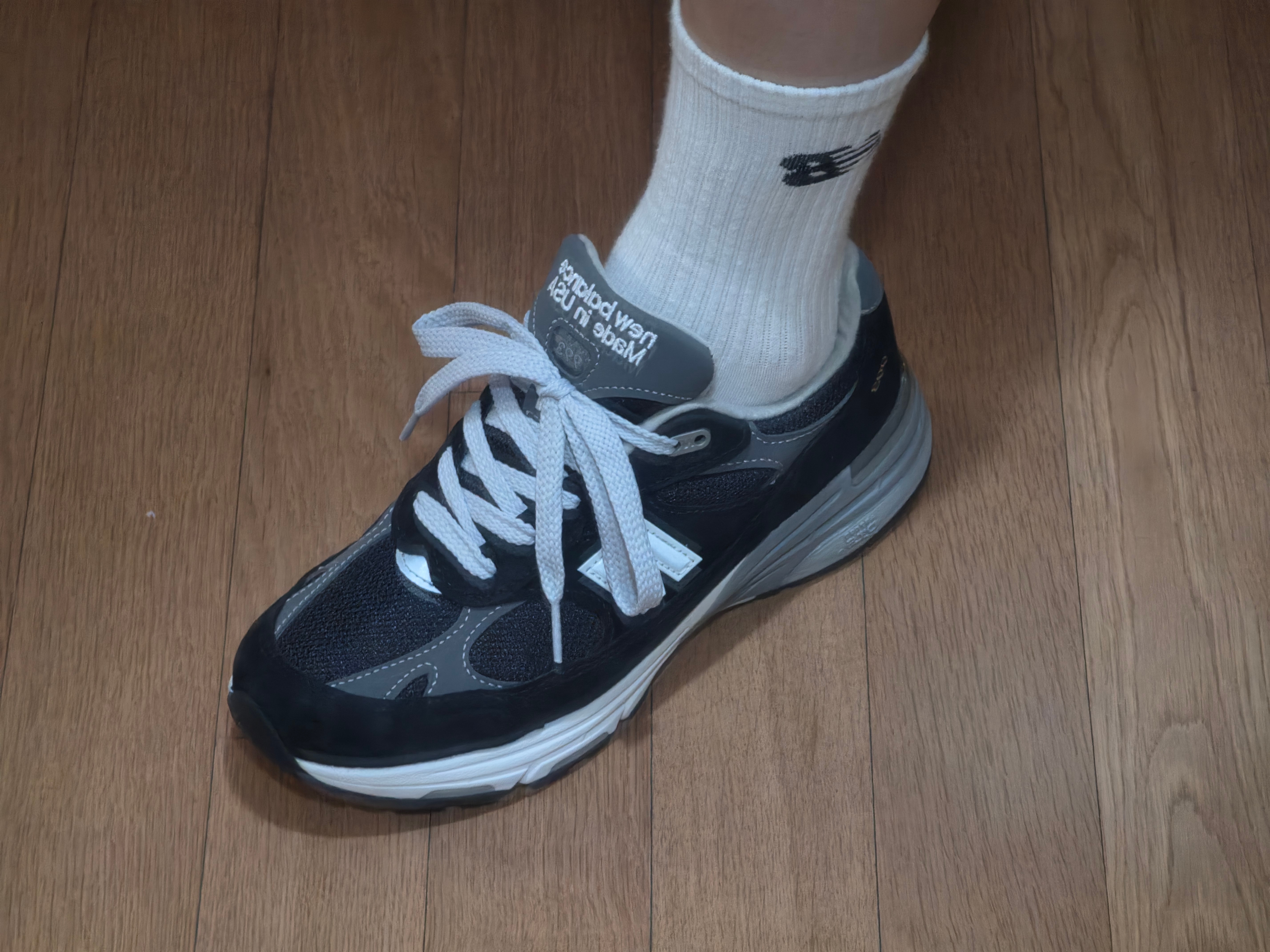 (W) New Balance 993 Made in USA Black - B Standard 착용 스타일 - 4