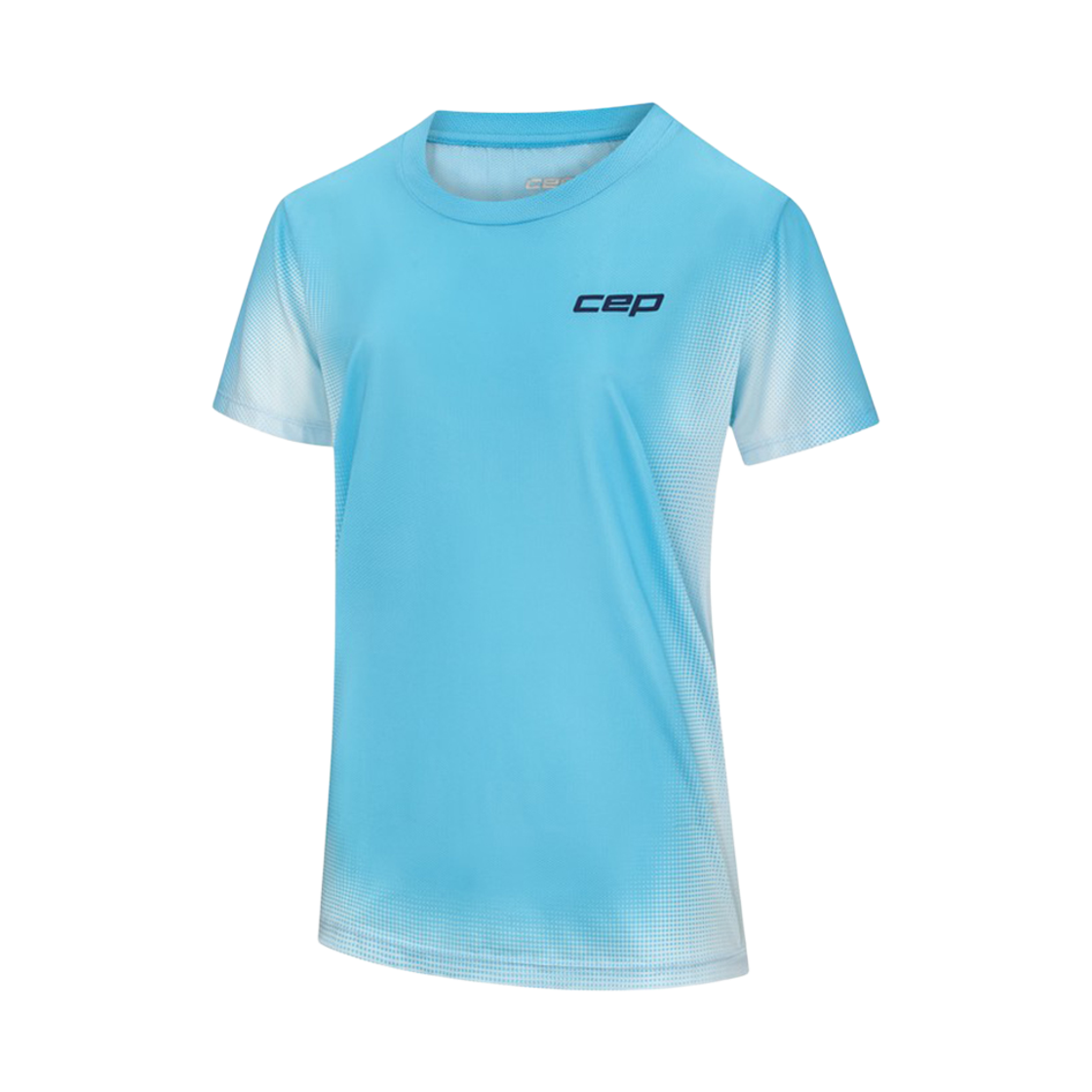 CEP 코어 런 셔츠 숏 슬리브 라이트블루 페이드 여성용(CEP Core Run Shirt Short Sleeve Light Blue Fade Women's)