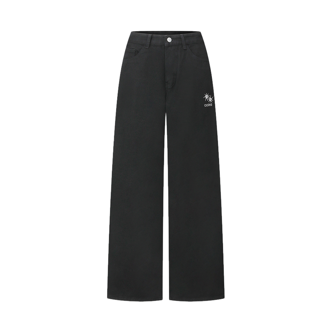 C-P00000FX Coiris Noden Back Strap Wide Denim Pants Black