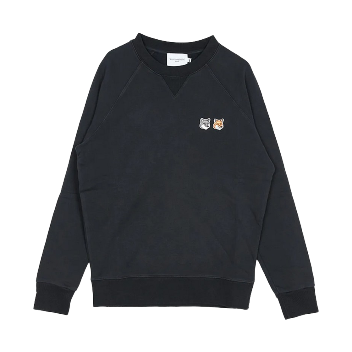 FM00358KM0002-P195 Maison Kitsune Double Fox Head Patch Classic Sweatshirt Black