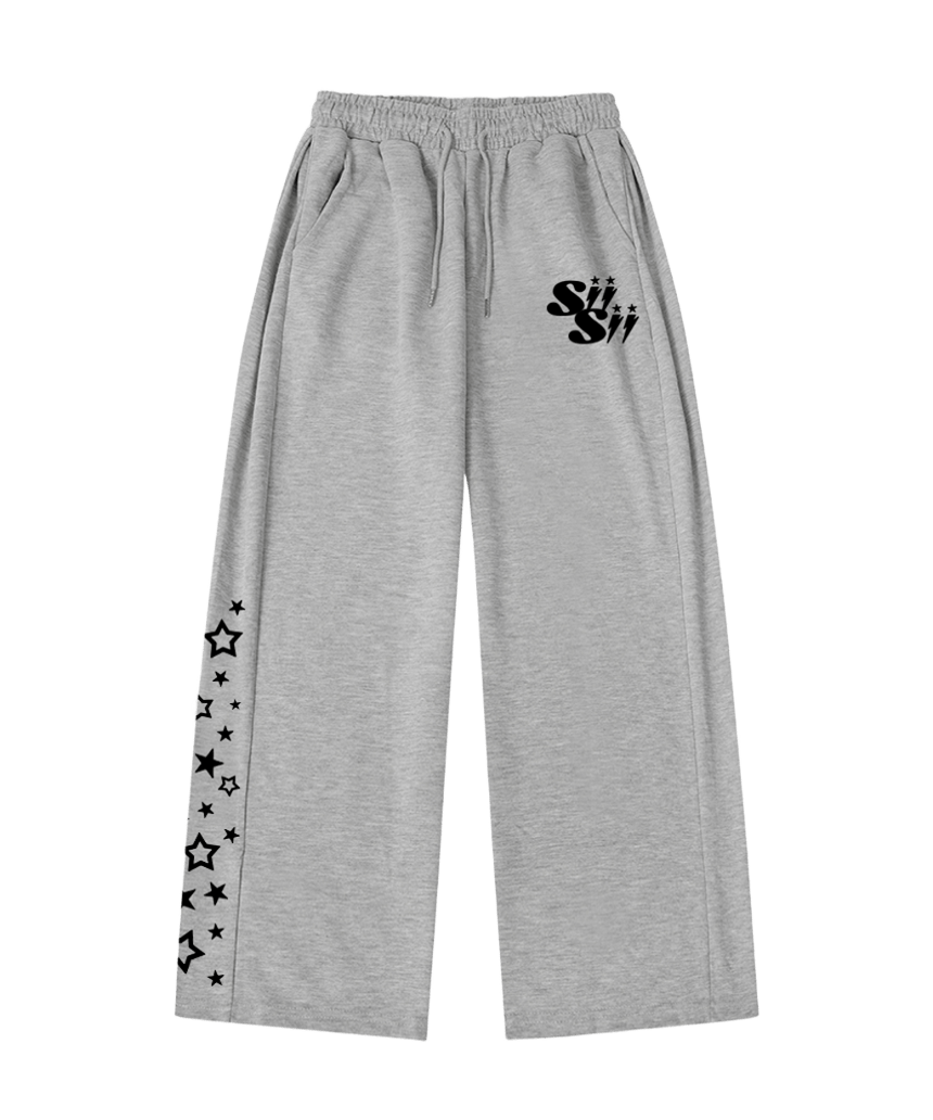 P261TSP004GR pagesiisii Thunder Star SiiSii Print Wide-Leg Sweatpants Gray