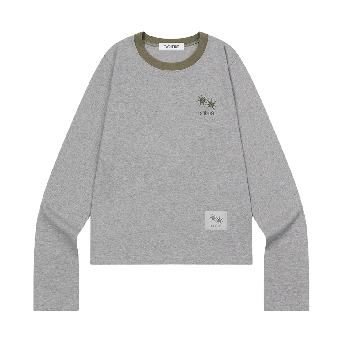 C-P00000IK Coiris Rora Small Logo Round Neck Long Sleeve T Gray