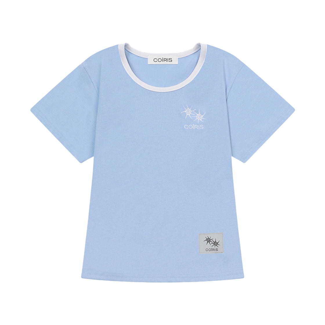 C-P00000HA Coiris Rora Small Logo U-Neck Half T Blue