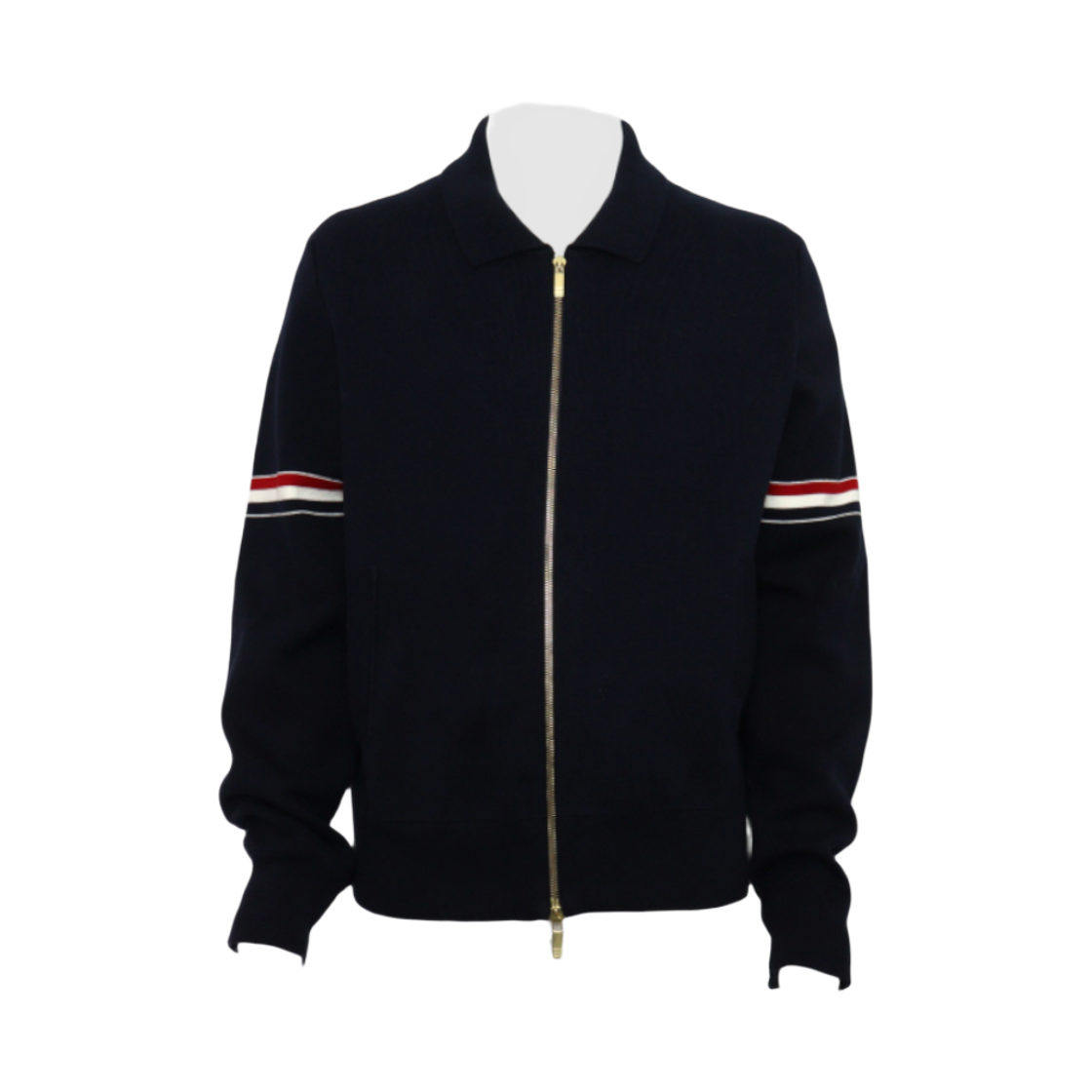 IT5WHRLF6Q62 Thom Browne Navy Arm Band Polo Knit Zip Jacket