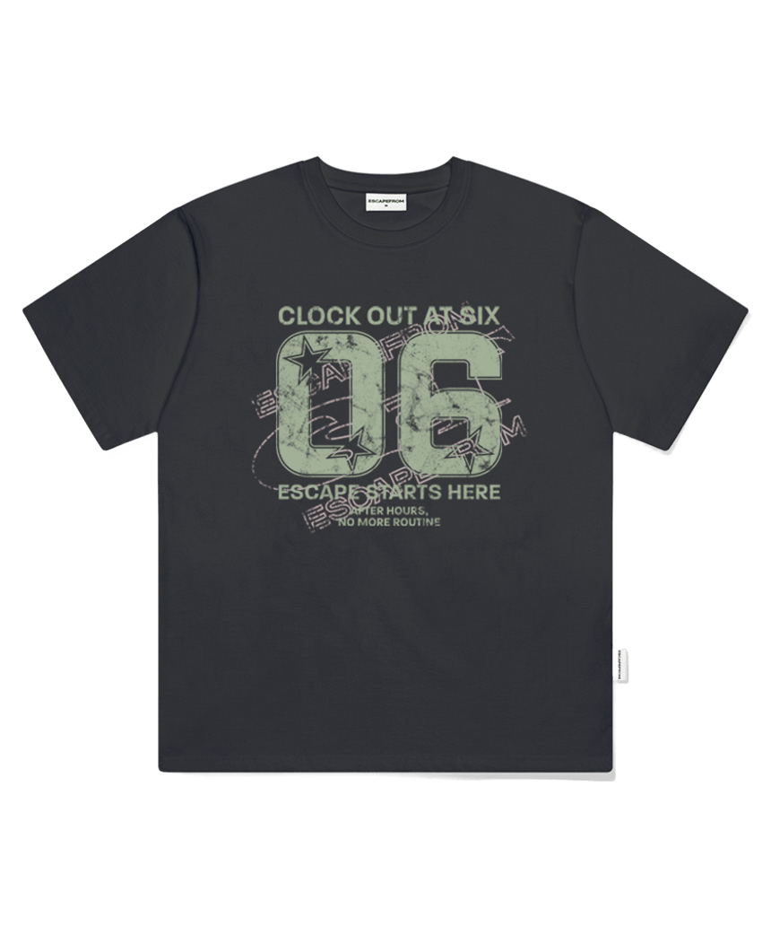 E261OTS104CG Escapefrom 06 ESCF Print Oversized T-Shirt Charcoal