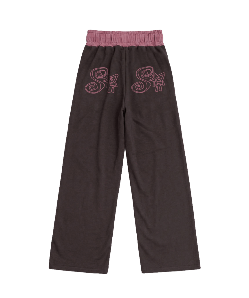 P261OSP014BW pagesiisii SiiSii Star Print Contrast Waistband Sweatpants Brown