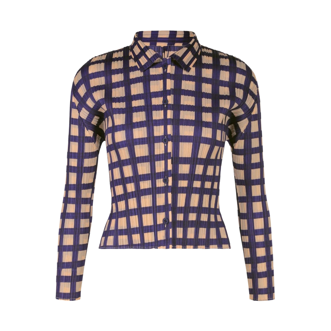 PP61-JJ731-75 (W) Pleats Please Issey Miyake Basket Shirt Navy