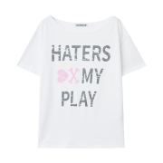 SLEEKGLOW HATERS One-Shoulder T-Shirt White