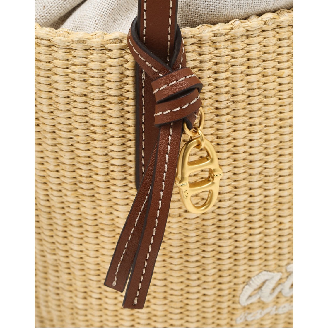 아떼 바네사브루노 액세사리 베이지 라피아 숄더백 S AABA6F802W2(Athe Vanessabruno Acc Beige Raffia Shoulder Bag S Normal Brown) - 5
