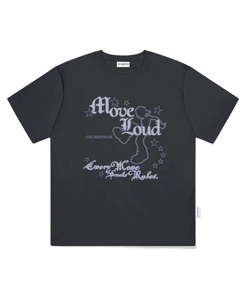 이스케이프프롬 무브 라우드 프린트 오버핏 반팔티 차콜(Escapefrom Move Loud Print Oversized T-Shirt Charcoal) - 1