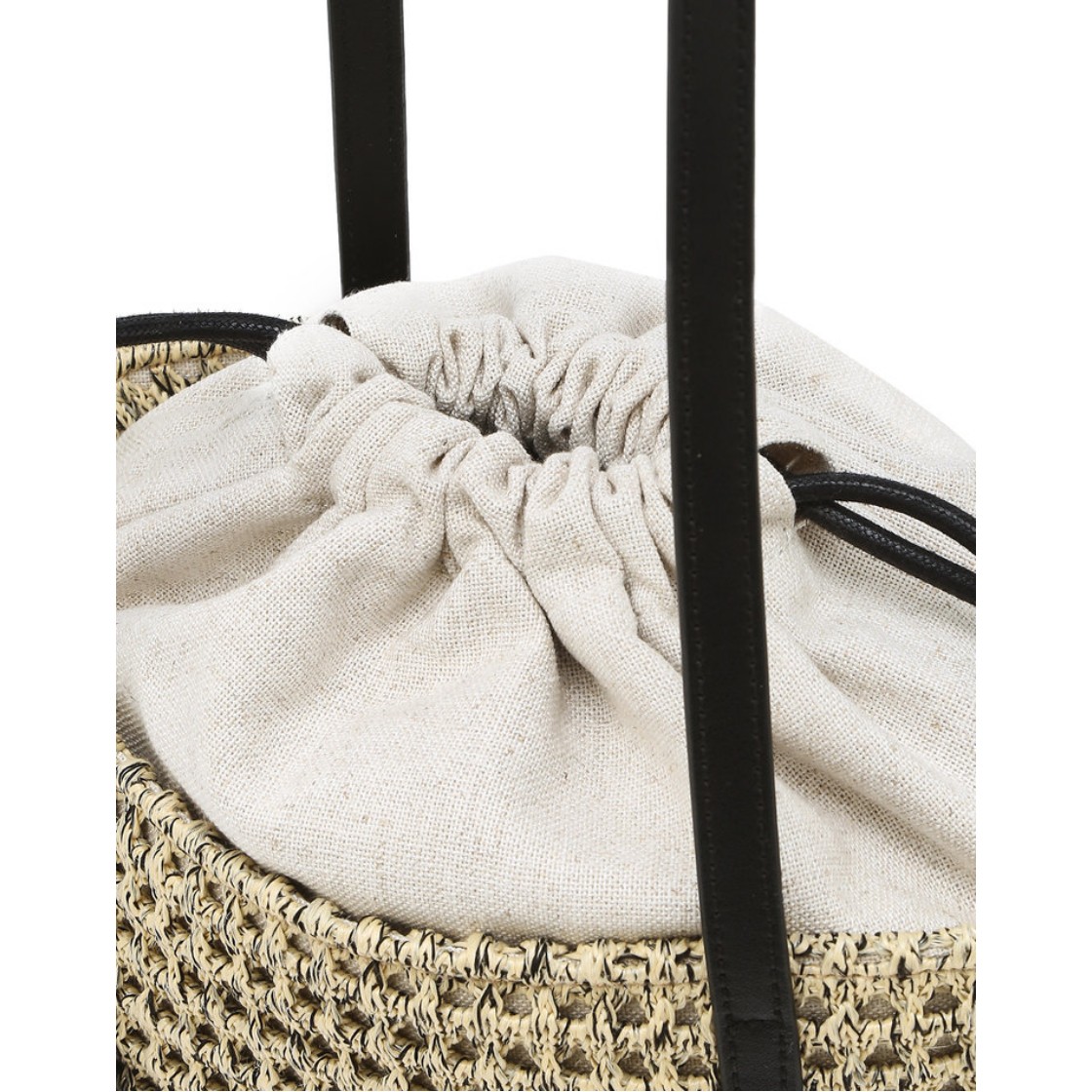 아떼 바네사브루노 액세사리 믹스컬러 라피아 숄더백 S AABA6F804BK(Athe Vanessabruno Acc Mixed Color Raffia Shoulder Bag S Black) - 6