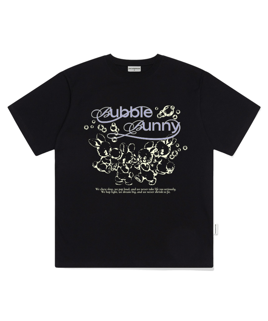 이스케이프프롬 버블 버니 프린트 오버핏 반팔티 블랙(Escapefrom Bubble Bunny Print Oversized T-Shirt Black) - 1