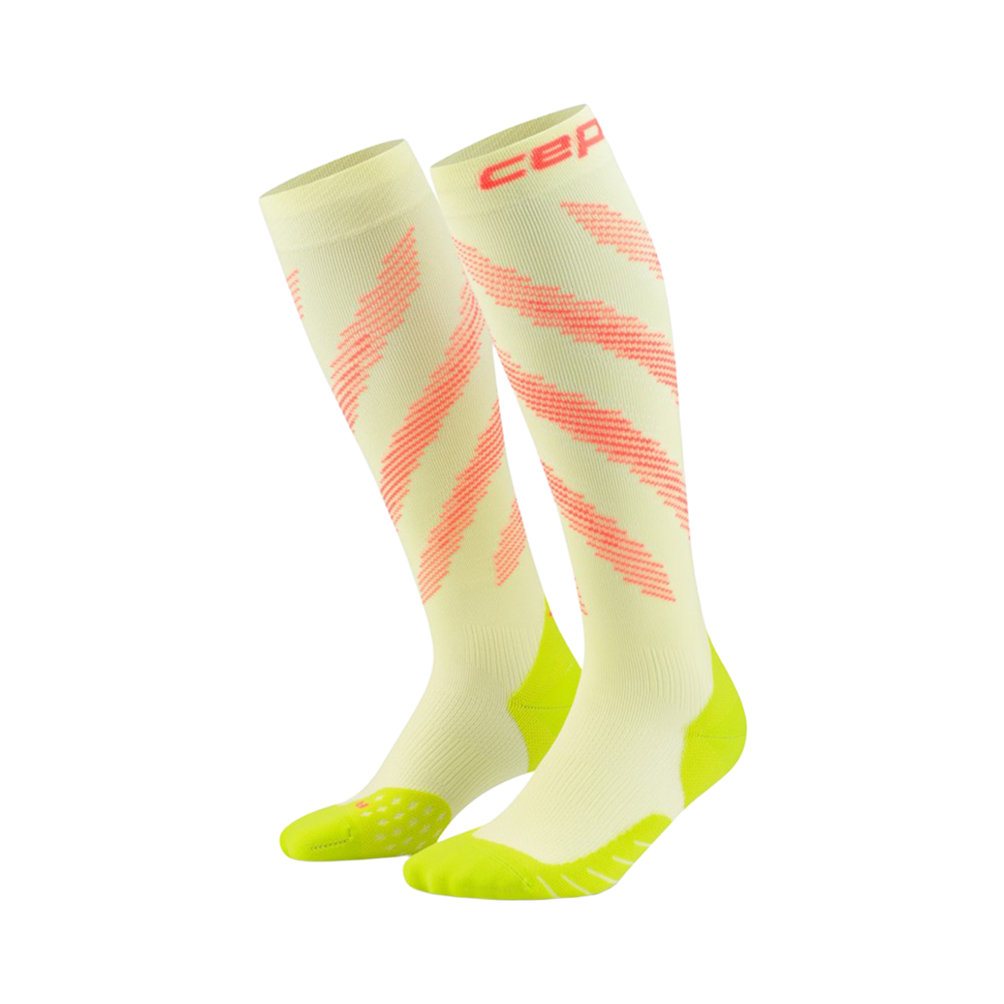 CEP 코어 런 에디션 이립틱 삭스 라임 네온코랄 남성용(CEP Core Run Edt. Elliptic Socks Tall Lime Neon Coral Men's)