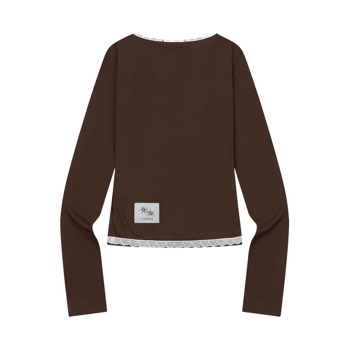 코이리스 라세 레이스 크로스 브이넥 긴팔 티 브라운(Coiris Rase Lace Cross V-Neck Long Sleeve T Brown) - 2