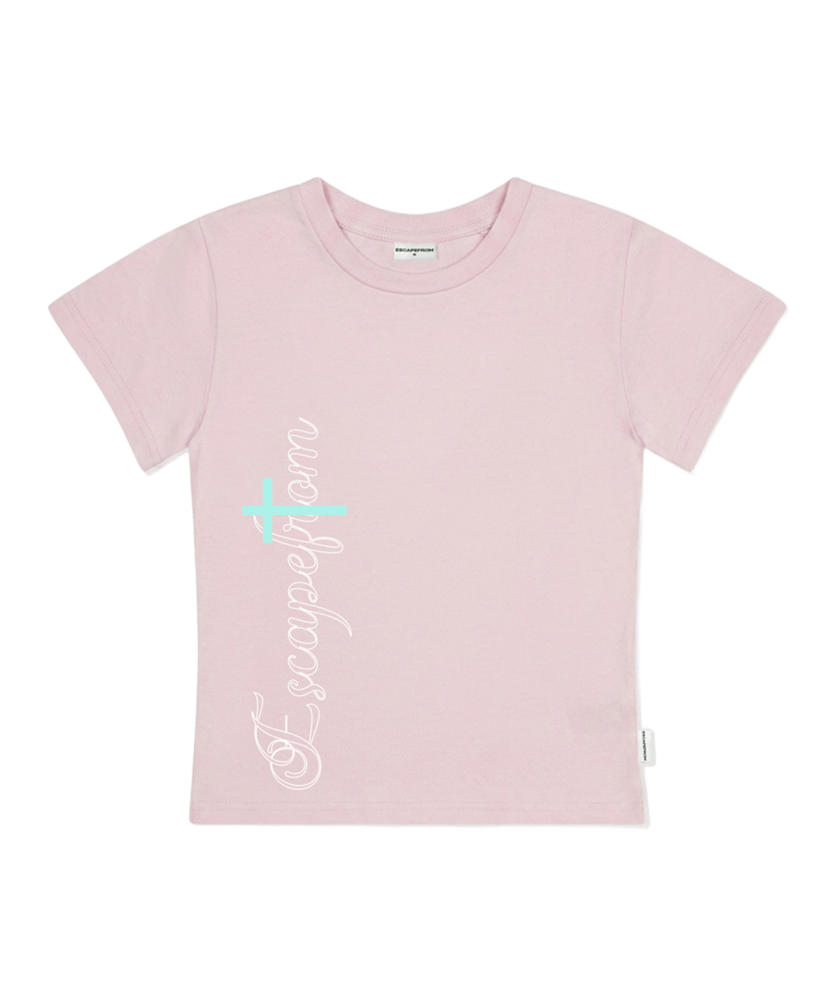 E261STS104PN Escapefrom Vertical Logo Print Slim Fit T-Shirt Pink