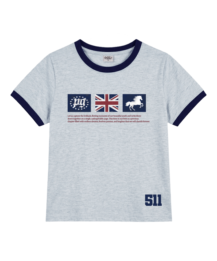 P261LTS002MB pagesiisii PG Star Print Ringer T-Shirt Melange Blue