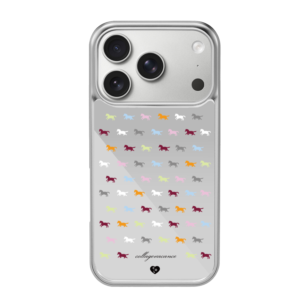 꼴라주바캉스 꼴 패턴 미러 실버 케이스 (컬러 홀스)(COLLAGEVACANCE Col Pattern Mirror Silver Case (Color Horse))