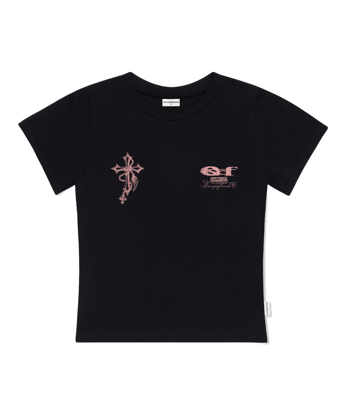 E261STS111BK Escapefrom Chain Cross Print Slim Fit T-Shirt Black