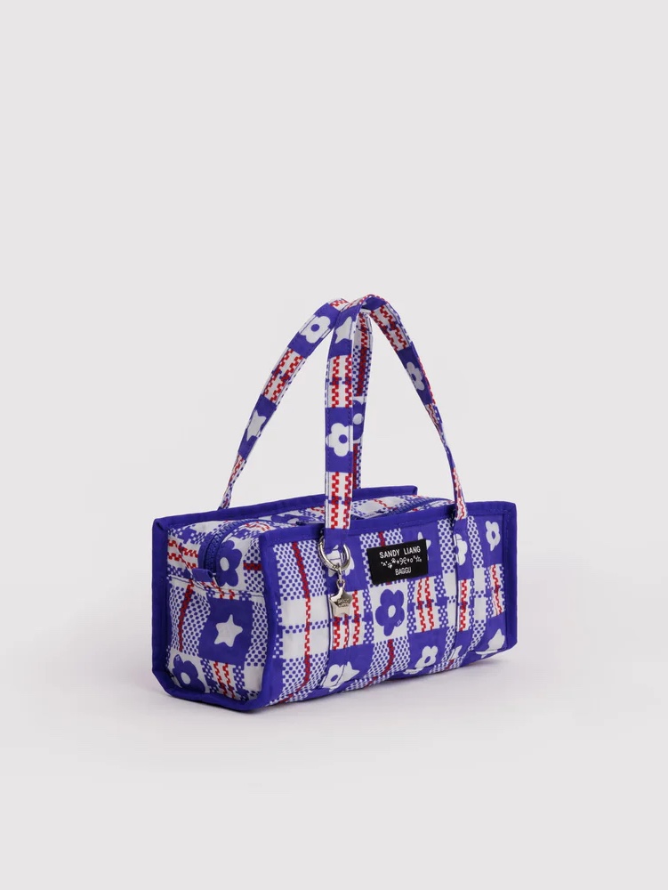 Sandy Liang x Baggu Mini Nylon Market Bag Market Plaid Blue 착용 스타일 - 3