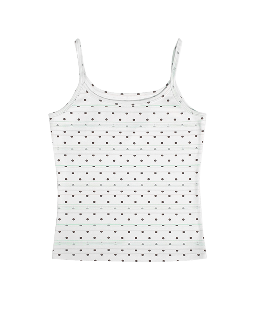 E261SL008RR Escapefrom Dot Stripe All-Over Print Sleeveless Top Mint